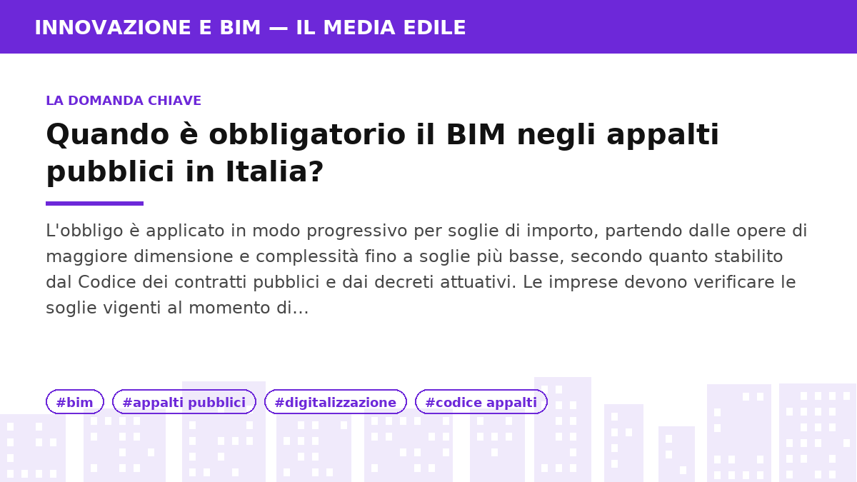 Infografica: BIM obbligatorio negli appalti pubblici: cosa devono sapere le imprese