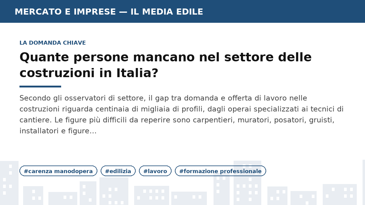 Infografica: Carenza di manodopera nell'edilizia: cause e soluzioni