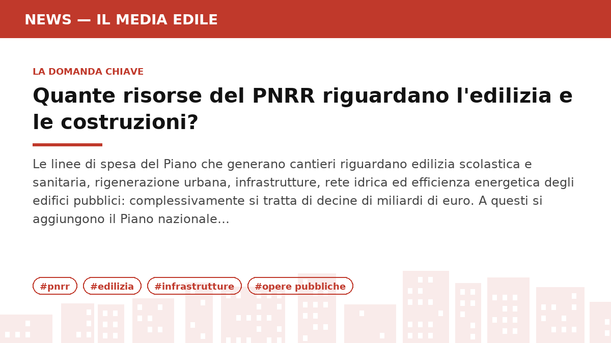 Infografica: PNRR ed edilizia: a che punto sono i cantieri nel 2026
