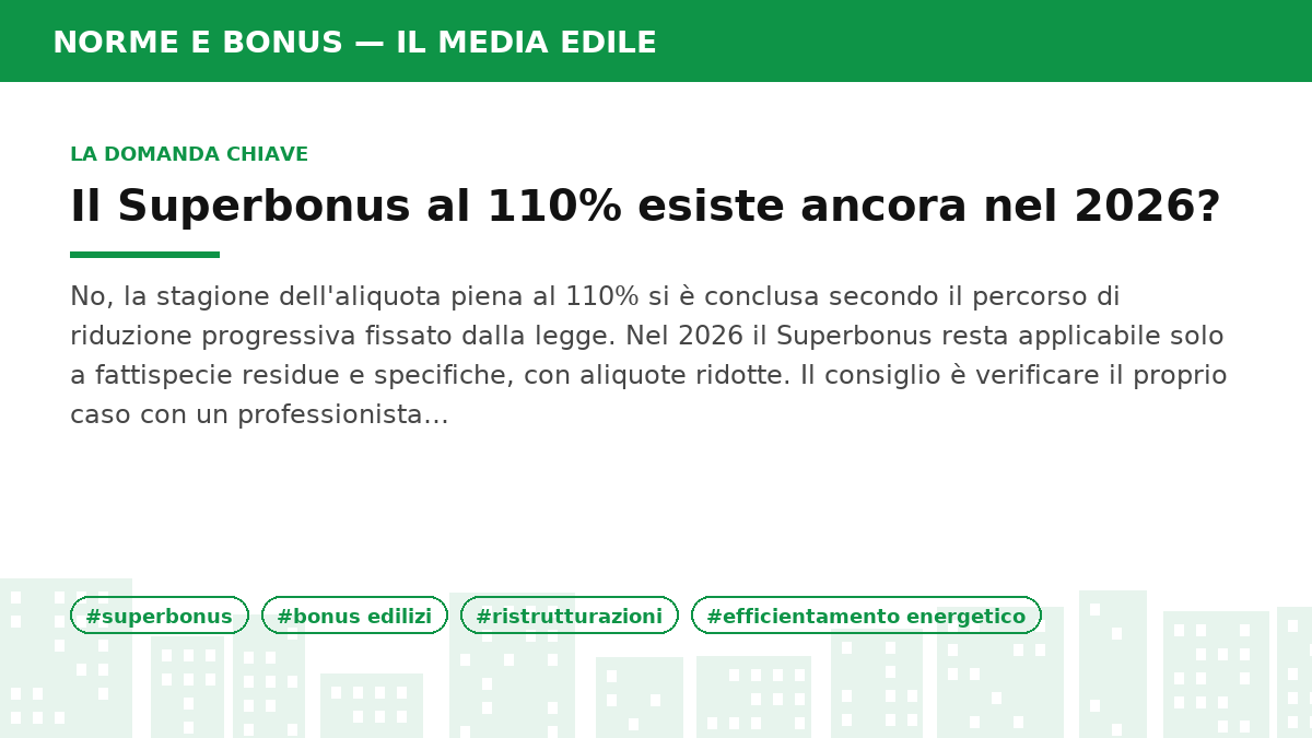 Infografica: Superbonus 2026: cosa cambia per cantieri e ristrutturazioni